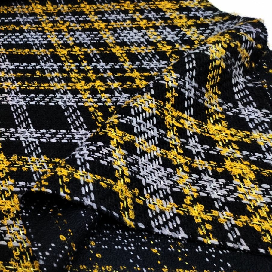 Шерстяное букле в клетку тартан Erdem