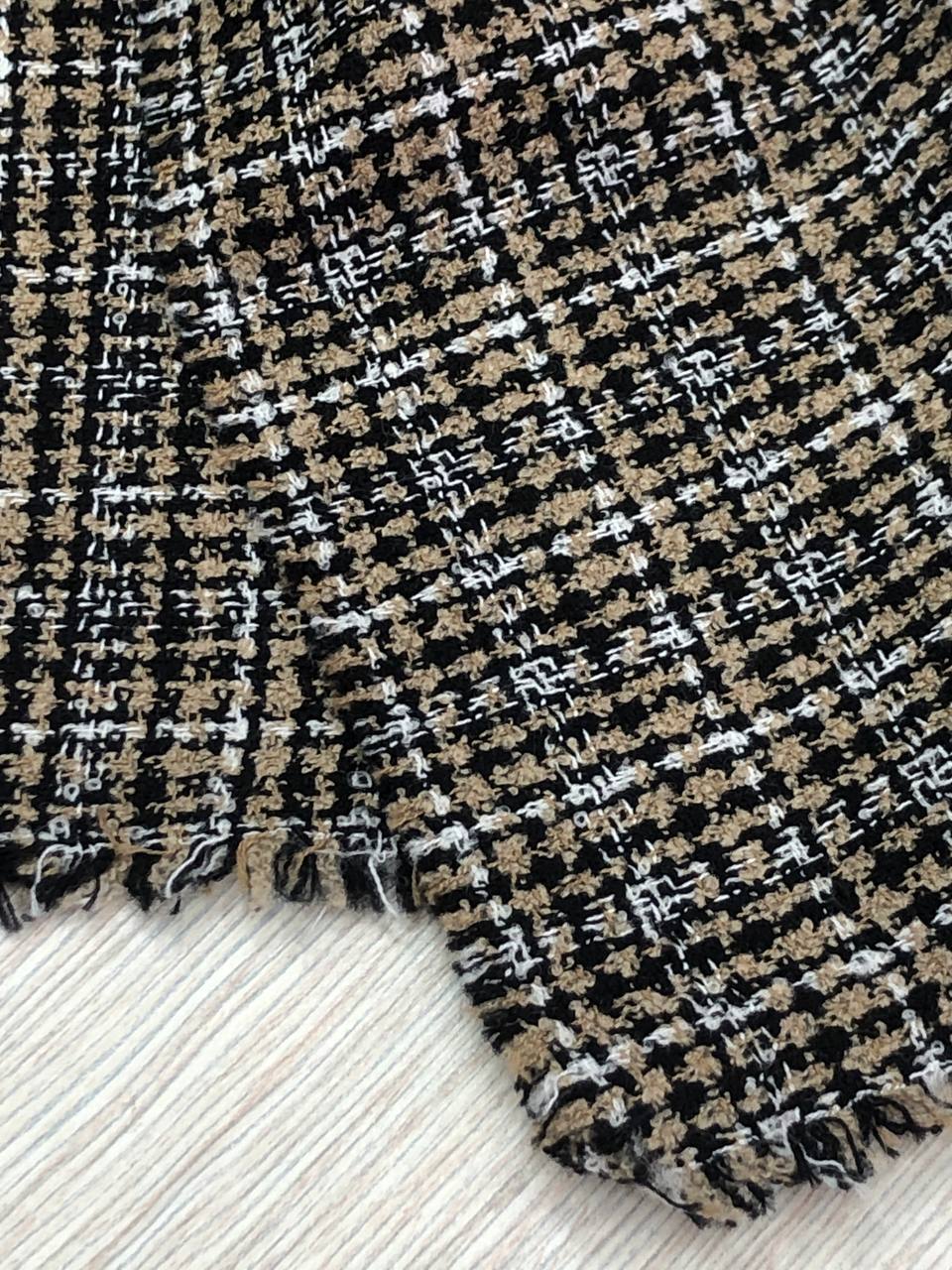 Костюмная шерсть с шелком Pr@da в клетку