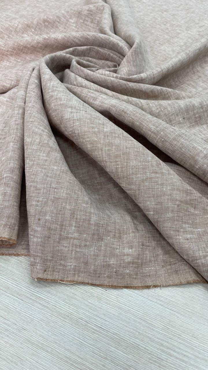 Плательный лен цвета капучино/меланж