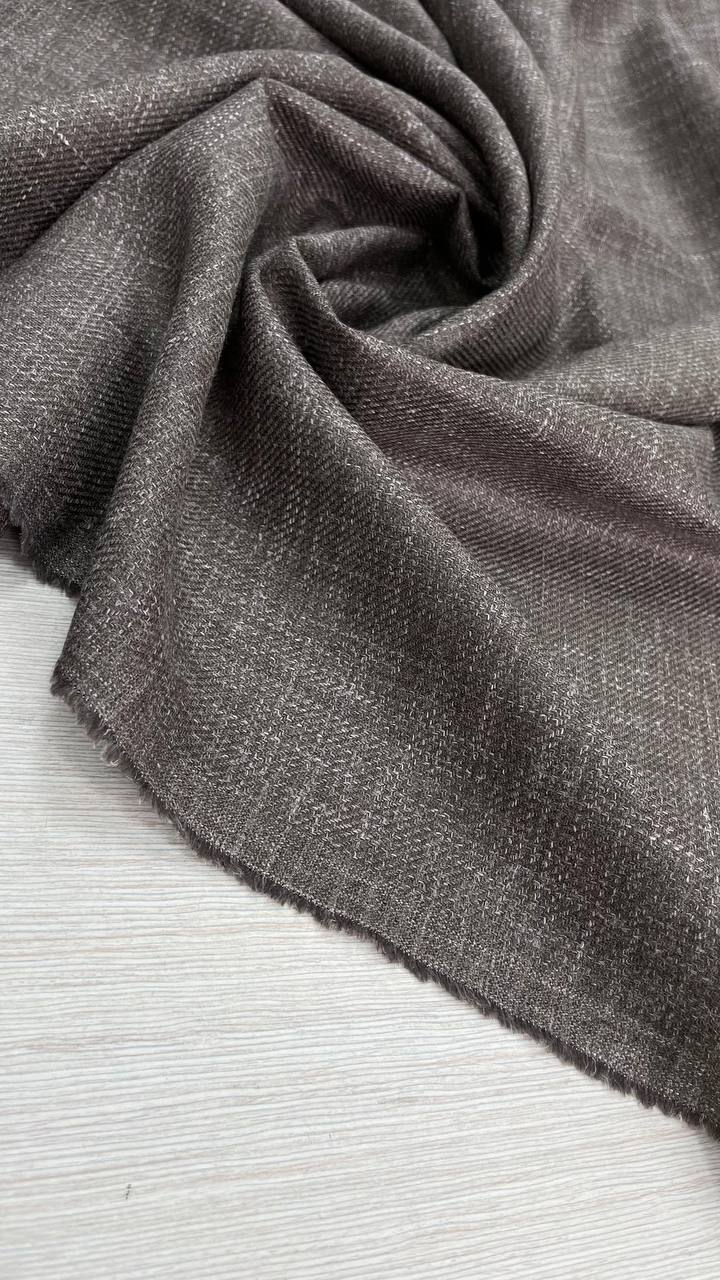 Костюмный лен с шелком двухсторонний L0ro Pi@na коричневый/меланж