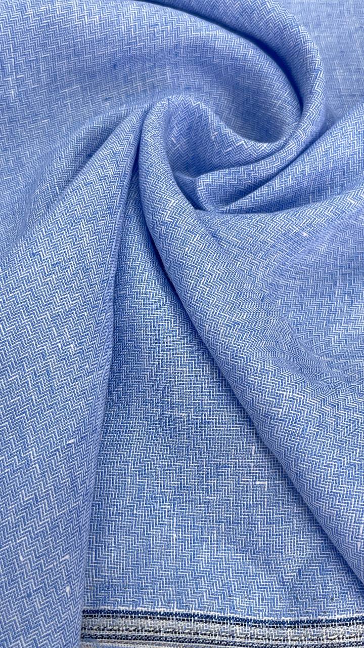Костюмно-плательный лён с шелком двухсторонний L0ro Pi@na голубой/меланж