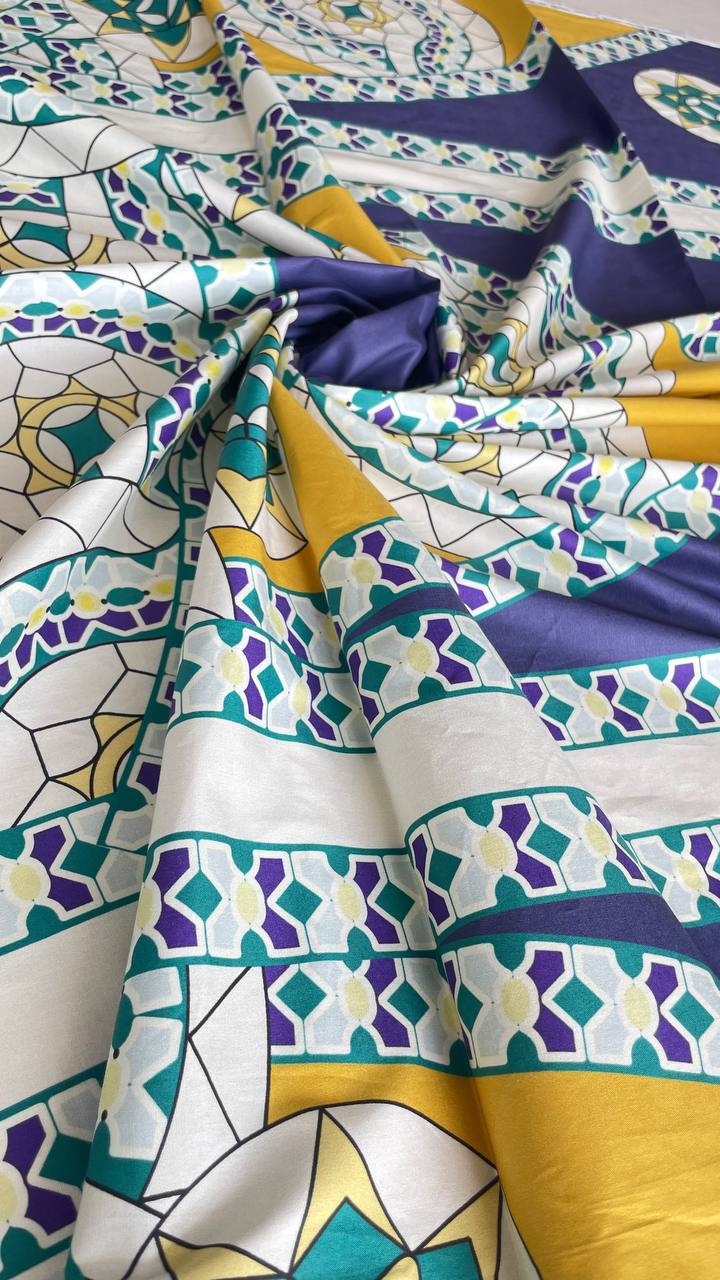 1 купон Хлопок поплин оригинал La double J темно-синий/зеленый/молочный/желтый