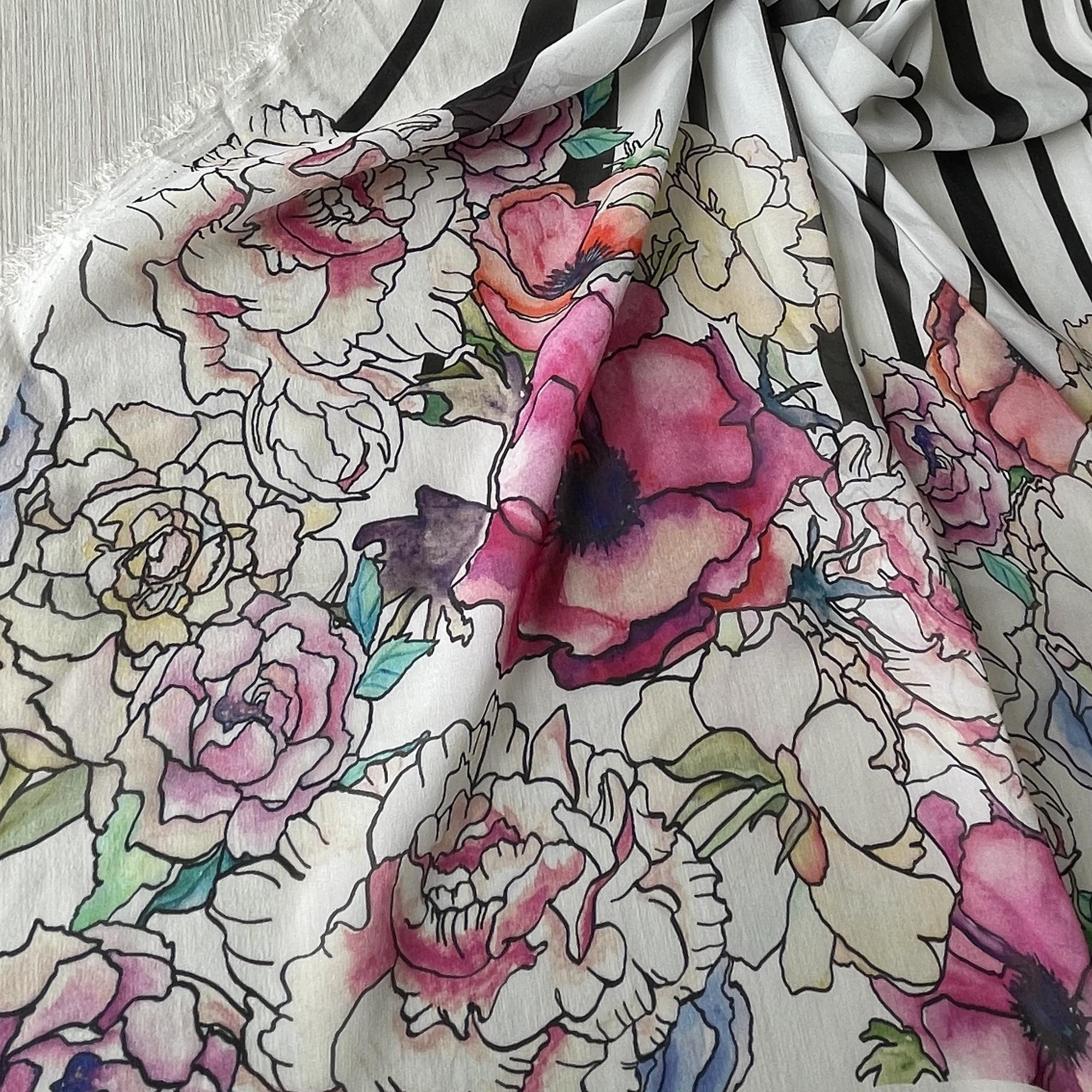 3,22m Шифон-жоржет шелковый  ELIE SAAB multicolor