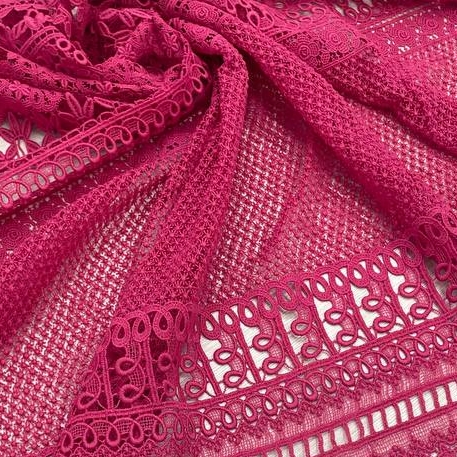 Итальянское хлопковое кружево макраме цвета фуксия