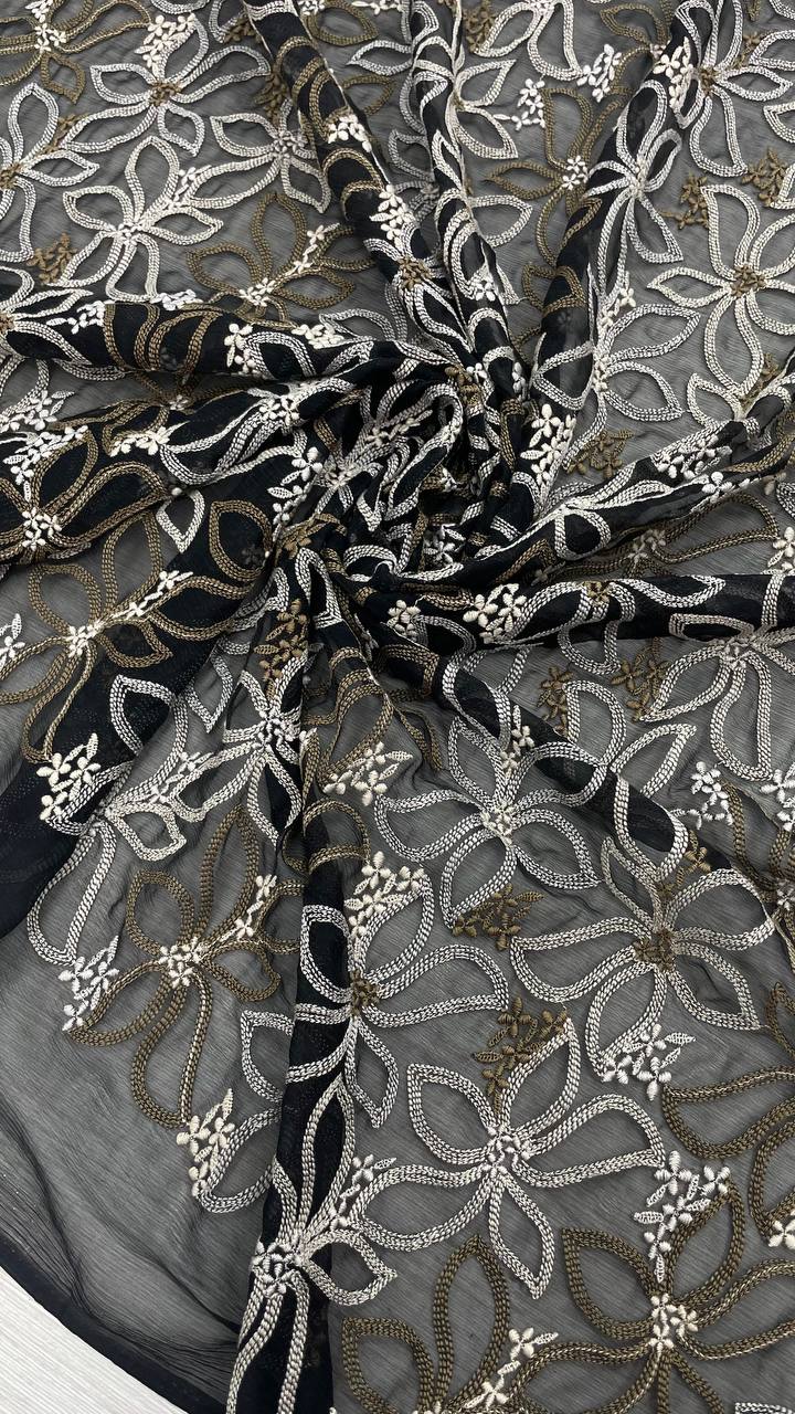 2.22м Роскошная вышивка на крэш шифоне