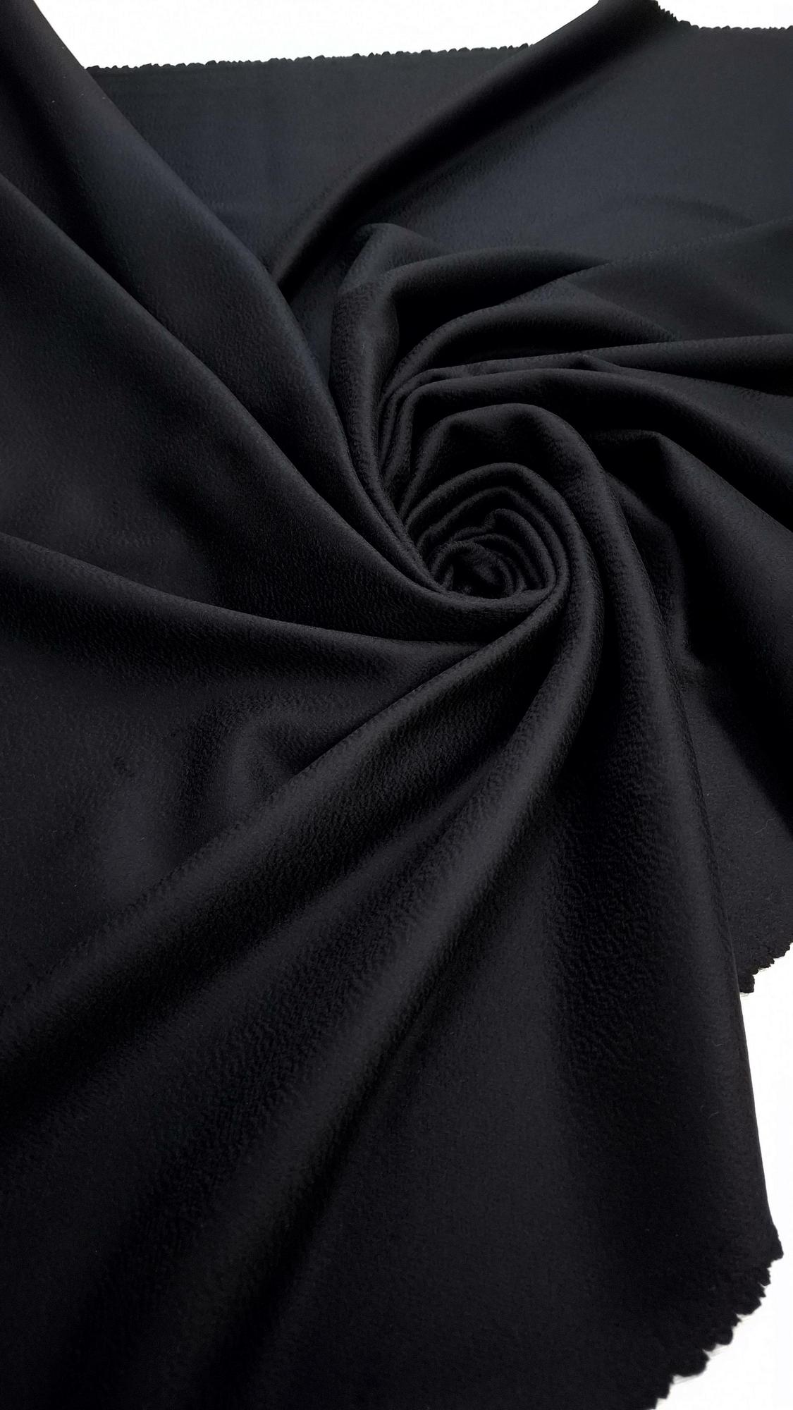 Пальтовый double кашемир двухслойный L0ro Pi@na угольно-черный с эффектом zibelino