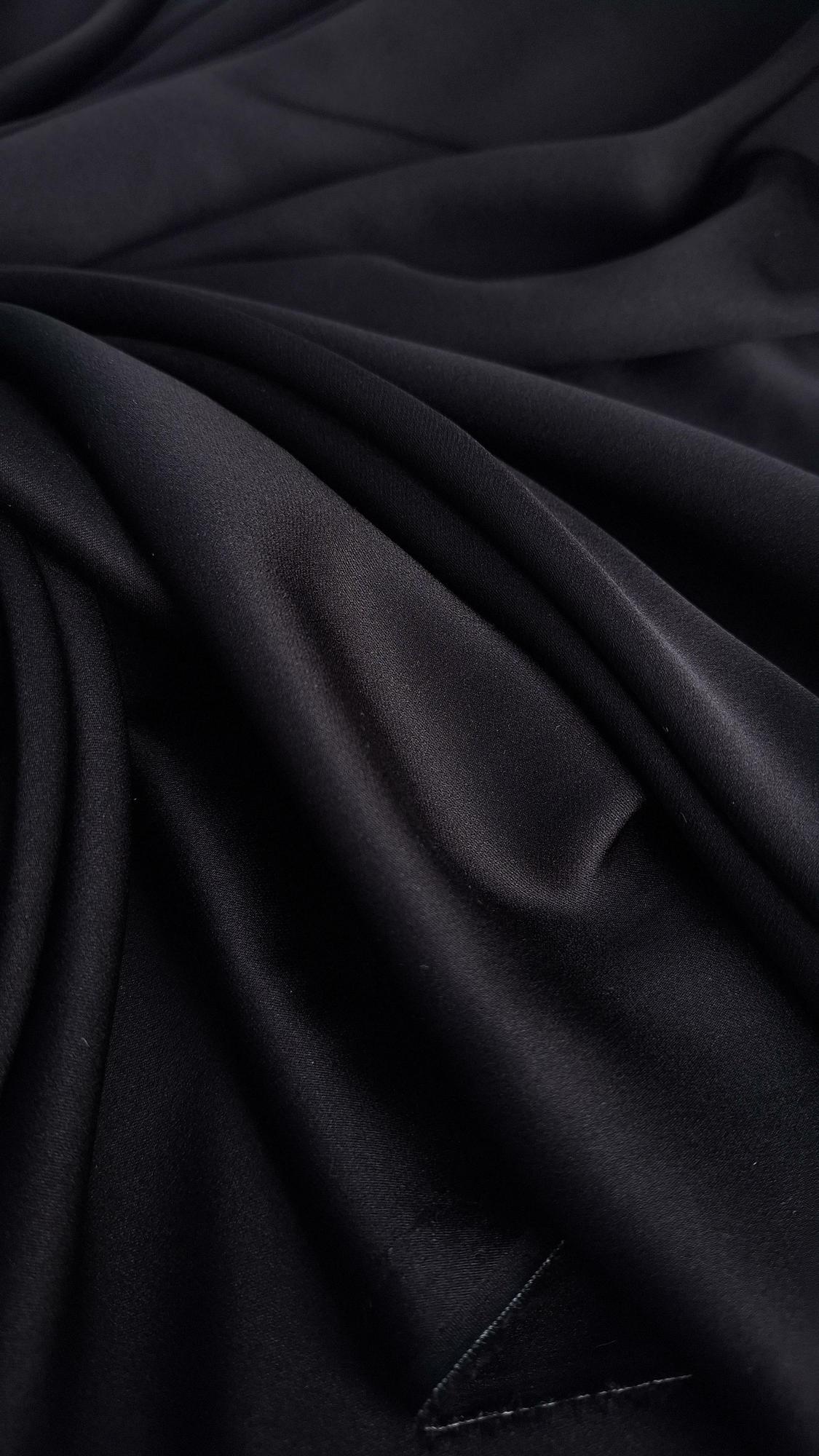 Шелковый крепдешин с эластаном Albini черный