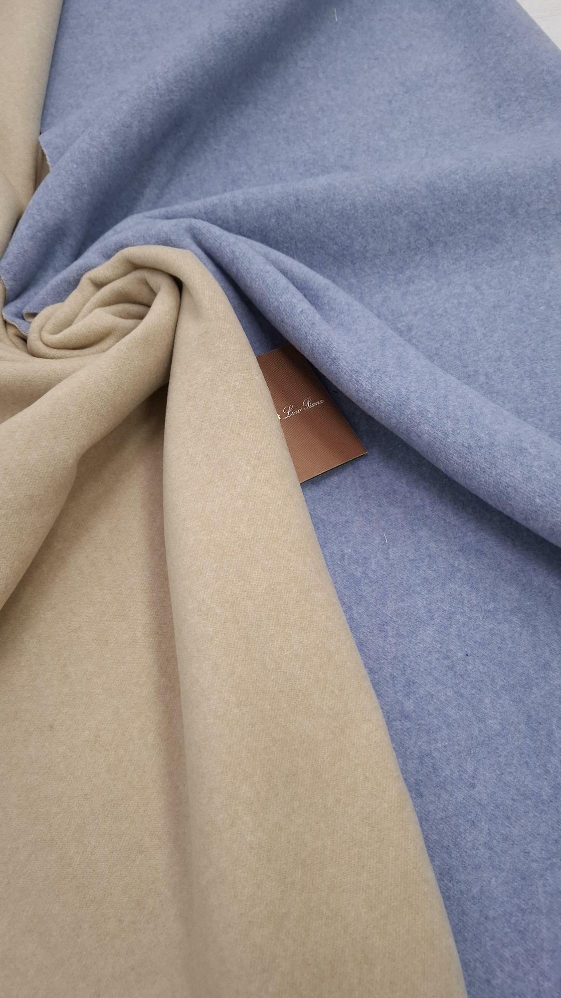 Пальтовый double кашемир с шерстью двухслойный L0ro Pi@na бежевый/небесно голубой