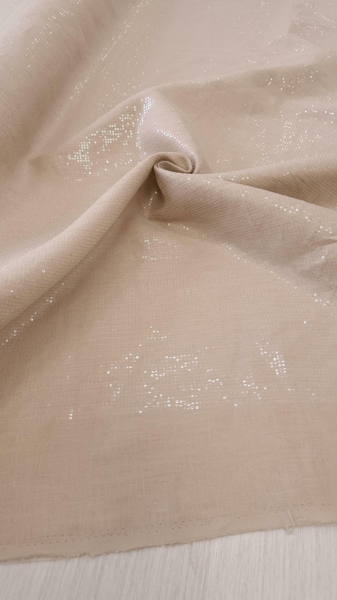 3,3м Лен Brunell.o Cuccinell.i расшитый паетками бежевий цвет