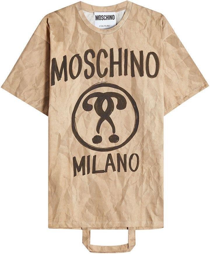 Трикотаж  Moschin0 фон белый/капучино с лого