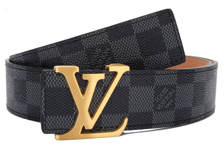 Ремень серая шашка LV Gold 0672