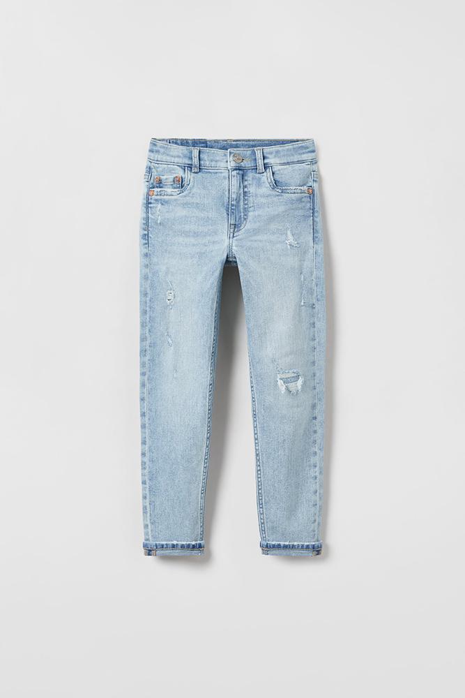 Джинси Skinny Destroyed з потертостями Сині