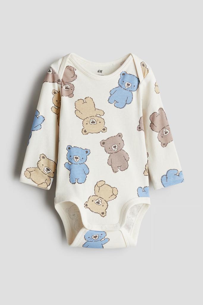 Боді з принтом ведмедиків та довгими рукавами