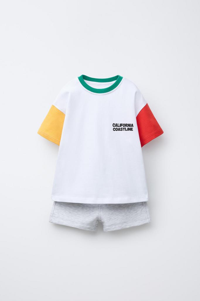 Комплект футболка та шорти з контрастними рукавами