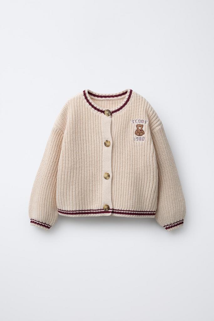 Трикотажний кардиган VARSITY з вишивкою ведмедика