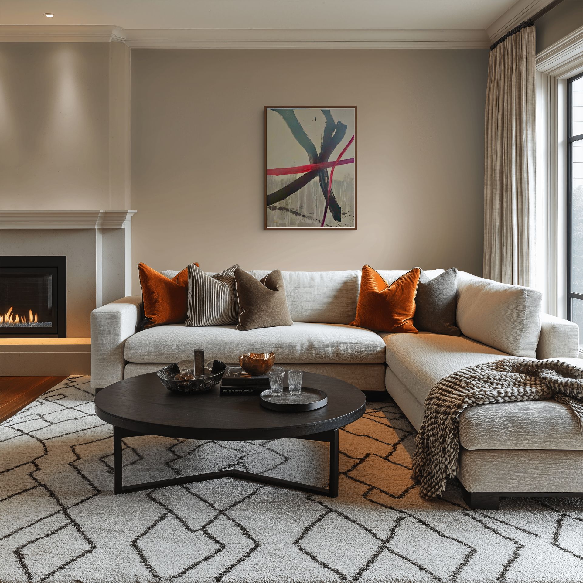 White, black and gray composition