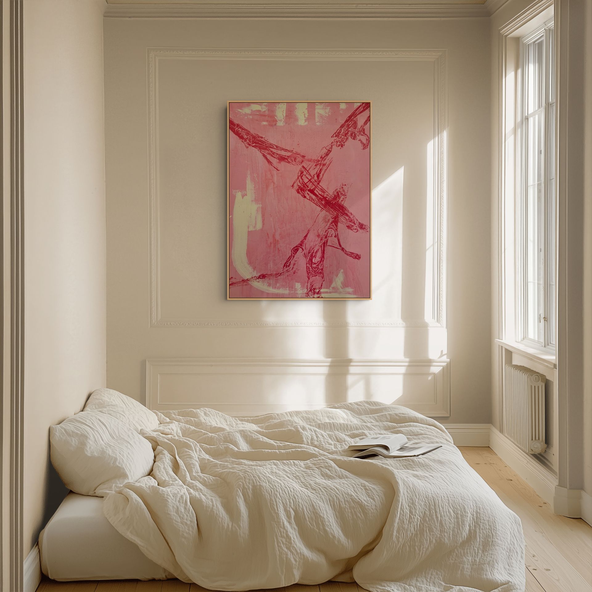Pink with red and structure Composition 1