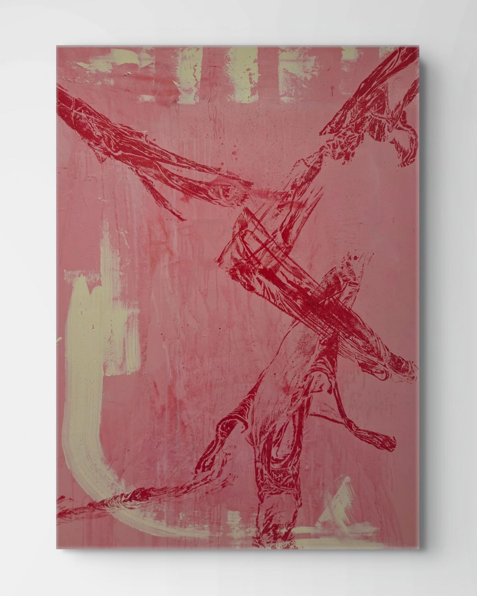 Pink with red and structure Composition 1