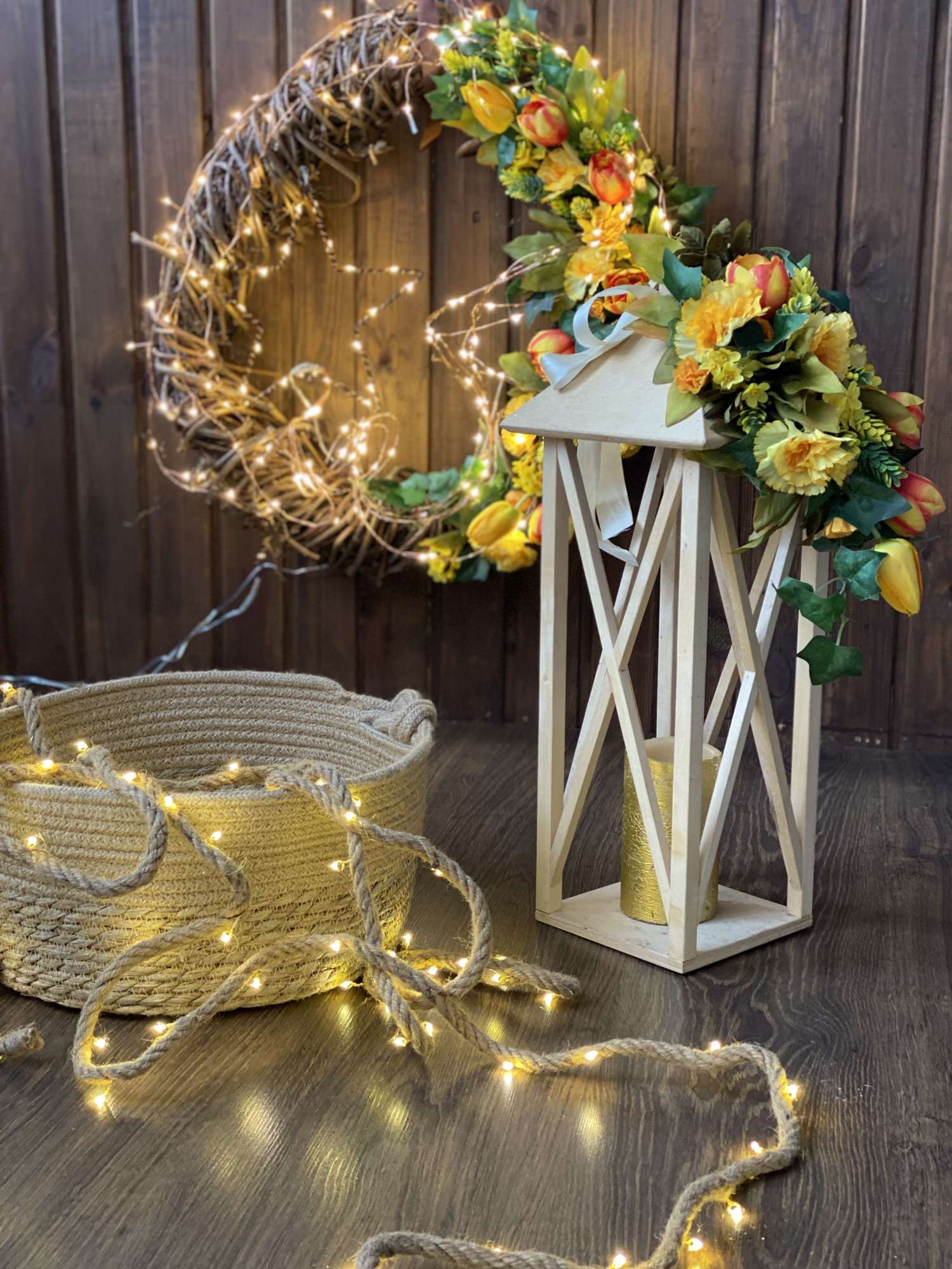 Микролед на крафтовом тросе