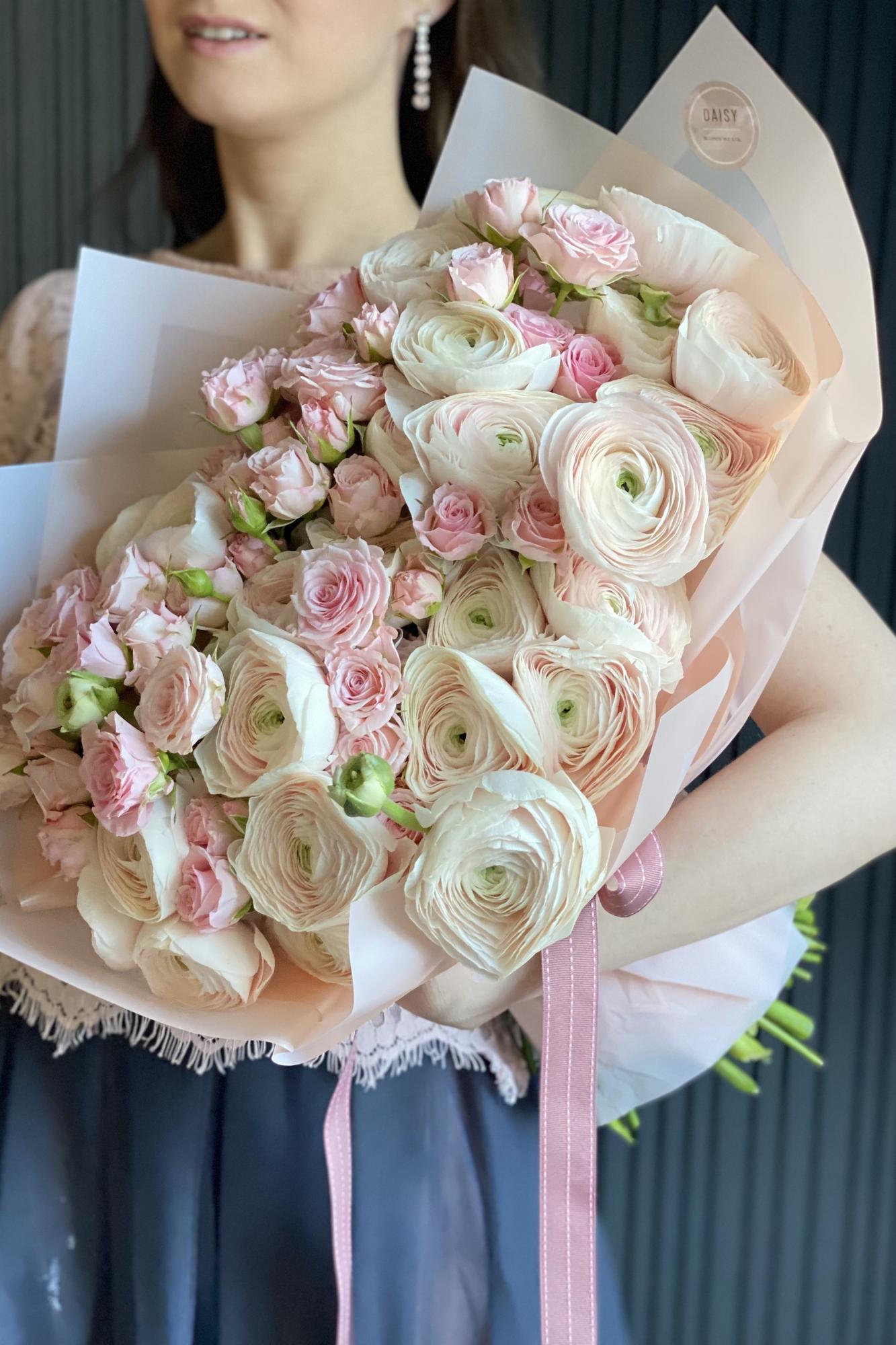 Daisy Duo Strauß "Rose-Ranunkel"