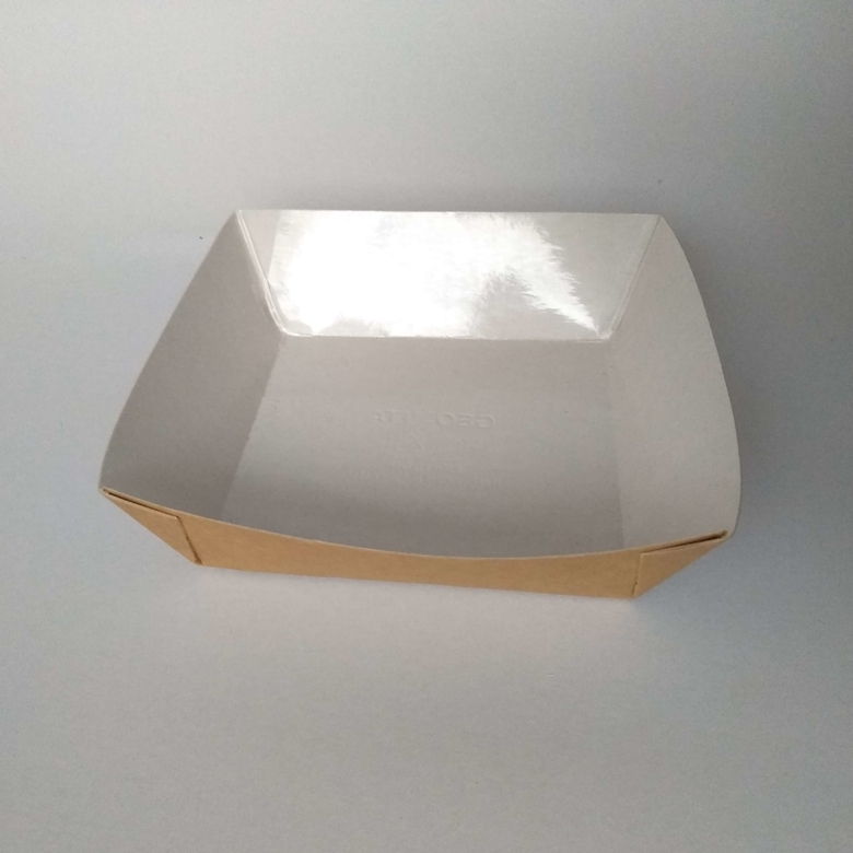 Лоток 550 мл (ECO TRAY 550) без ламинации, крафт/белый, 60 штук/упак.