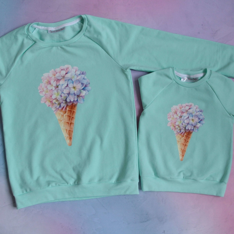 Cвитшоты мятные  "Гортензия"