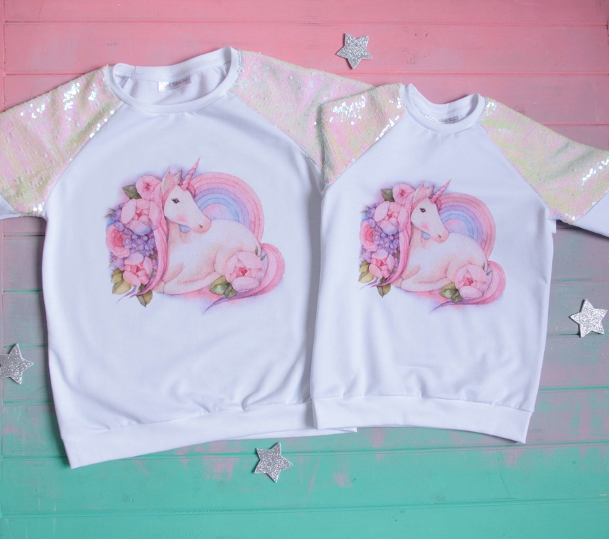 Свитшоты с пайетками  "Единорог"