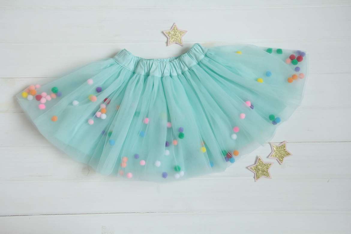 Фатиновая юбка с шариками мятного цвета