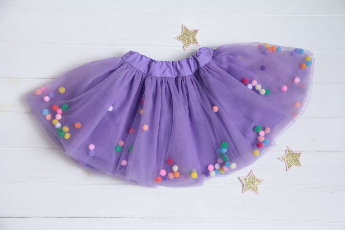Фатиновая юбка с шариками лавандового цвета