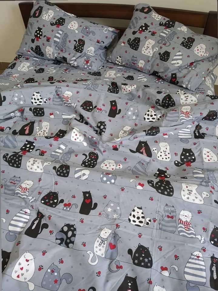 постельное белье с котами серого цвета фото 1