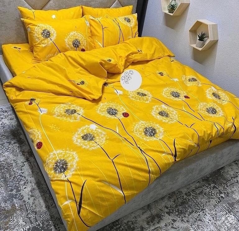 желтое постельное белье с одуванчиками фото