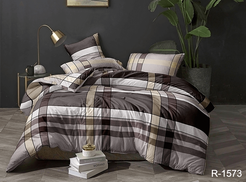 Постельное белье ранфорс коричневого цвета в полоску