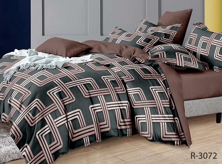 Постельное белье ранфорс серого цвета с геометрическим рисунком лабиринт