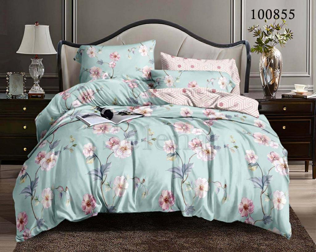постельное белье бязь бирюзового цвета с цветами 100855
