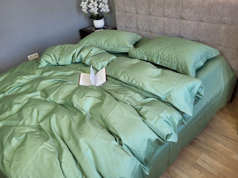 однотонное постельное белье сатин салатового цвета турция фото 1