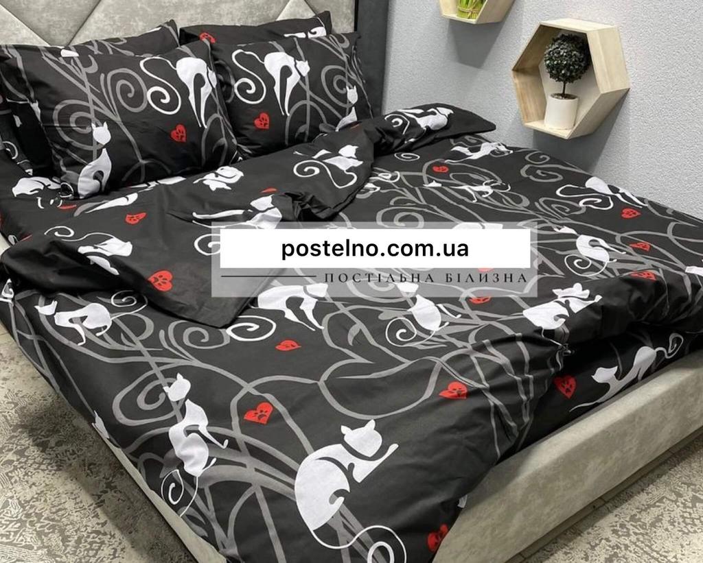 постельное белье белые коты на черном фоне фото 1