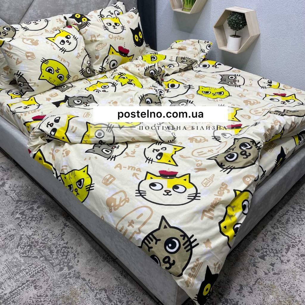 постельное белье с желтыми котиками фото 1