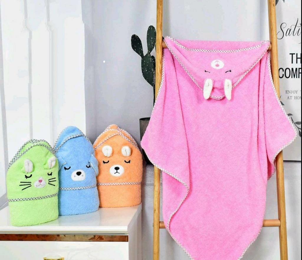 махровое детское полотенце для новорожденных с уголком в виде животных