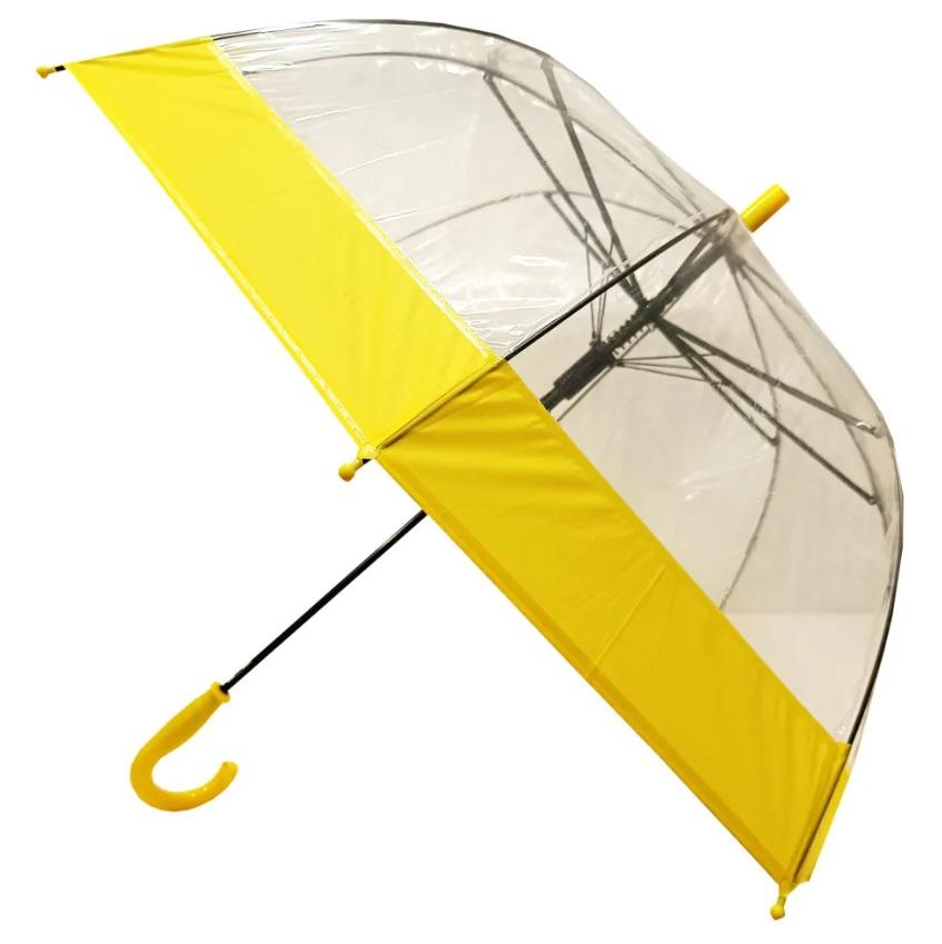прозрачный зонт с желтой каймой