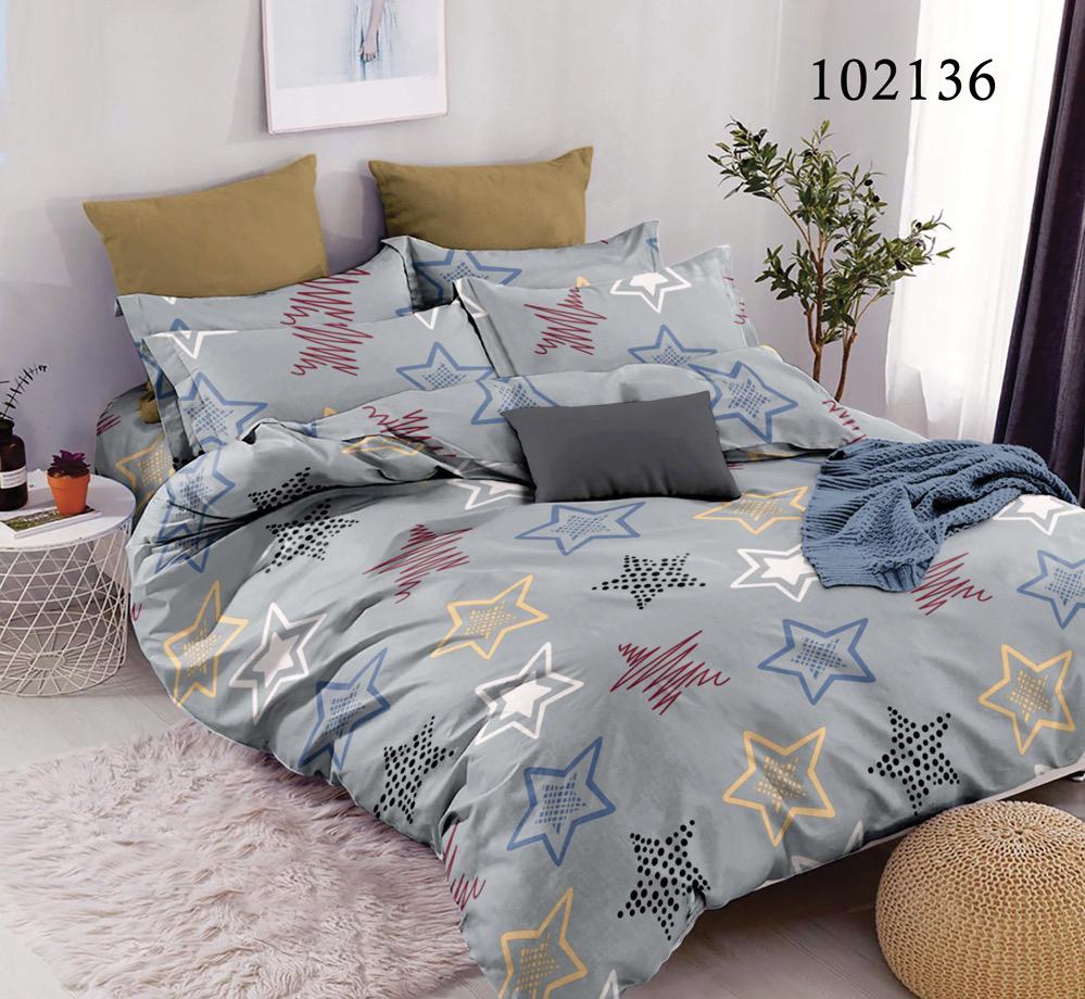 серое постельное белье со звездами