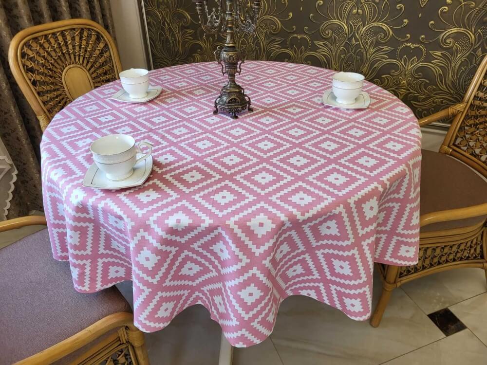 тефлоновая скатерть водоотталкивающая с розовым рисунком орнамент фото 1