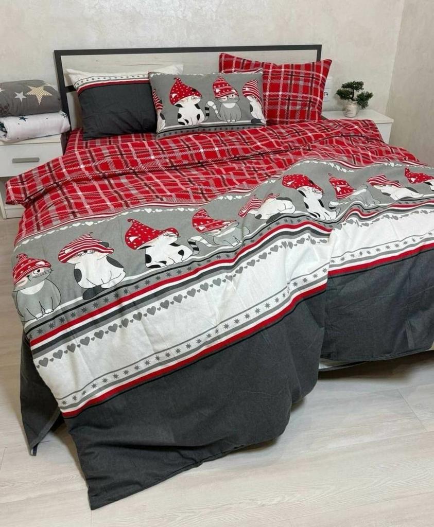 новогоднее постельное белье с котами