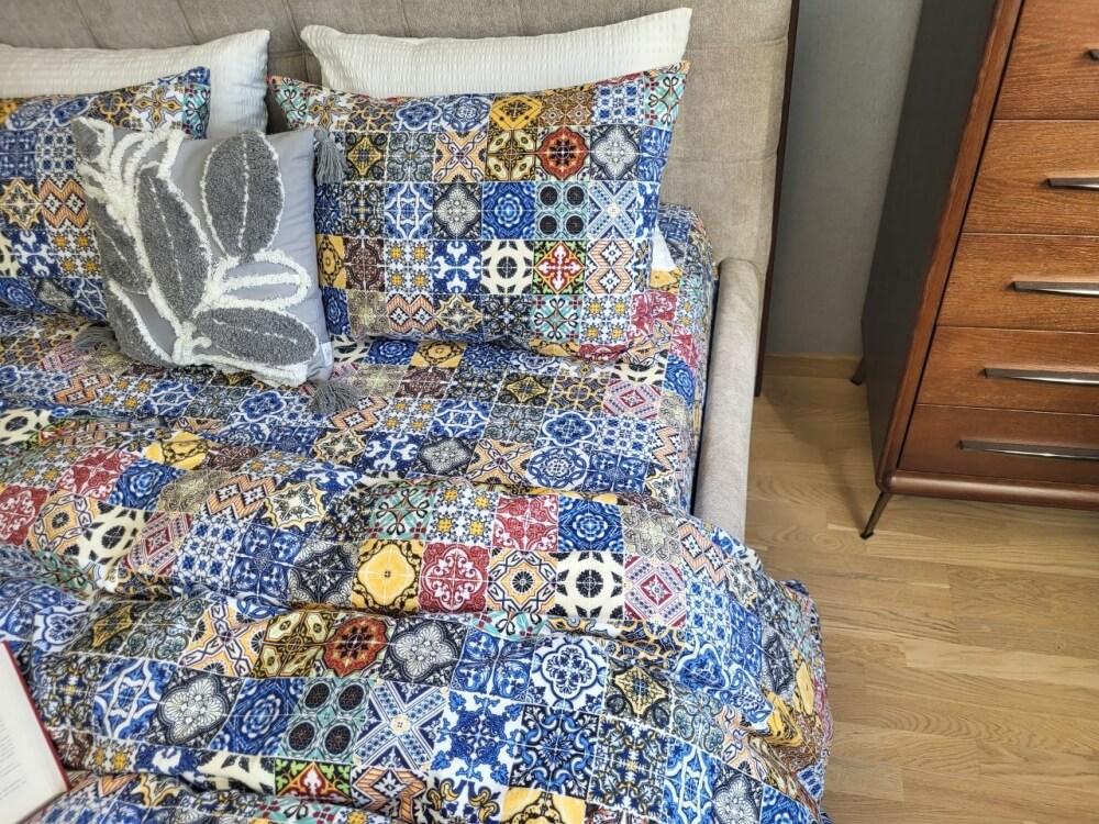 постельное белье фланель синего цвета с рисунком мозаика фото 1