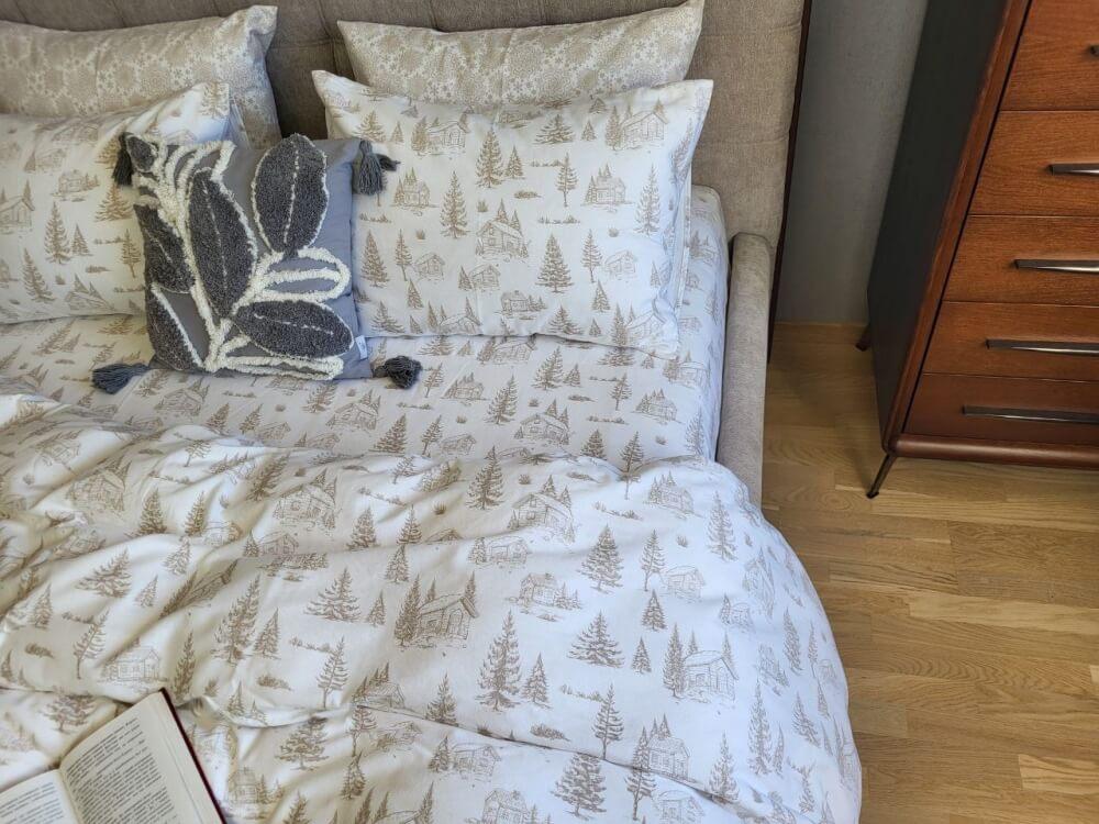 постельное белье фланель бежевого цвета с елочками фото 1