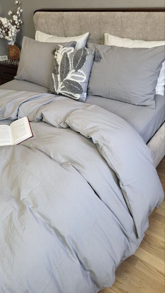 однотонное серое постельное белье вареный хлопок фото 1