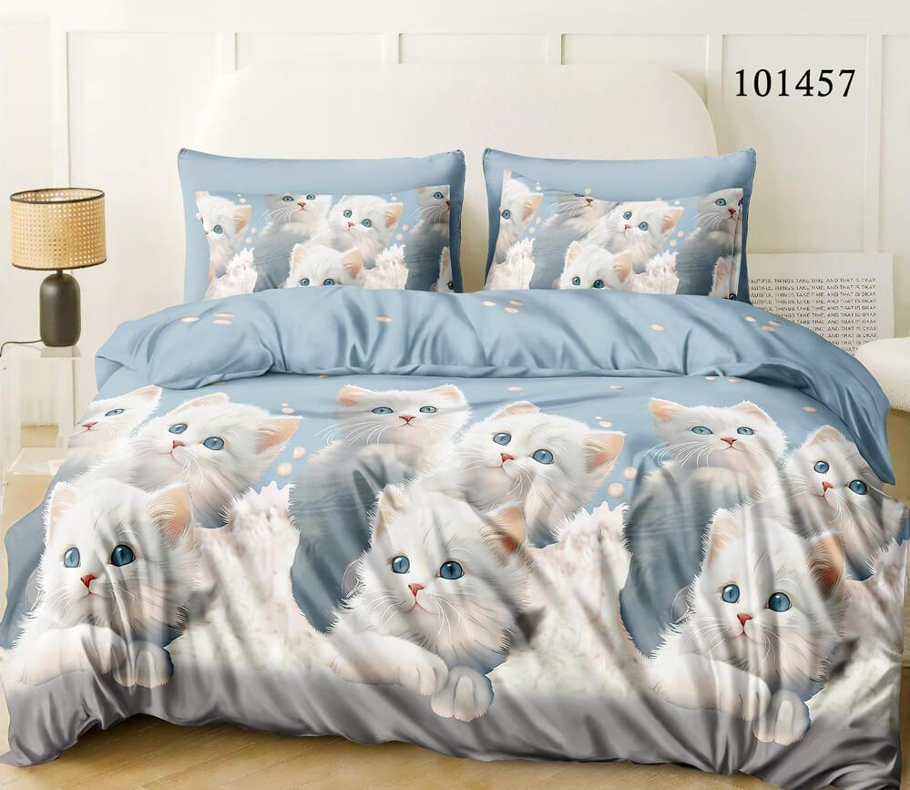 постельное белье с белыми котятами