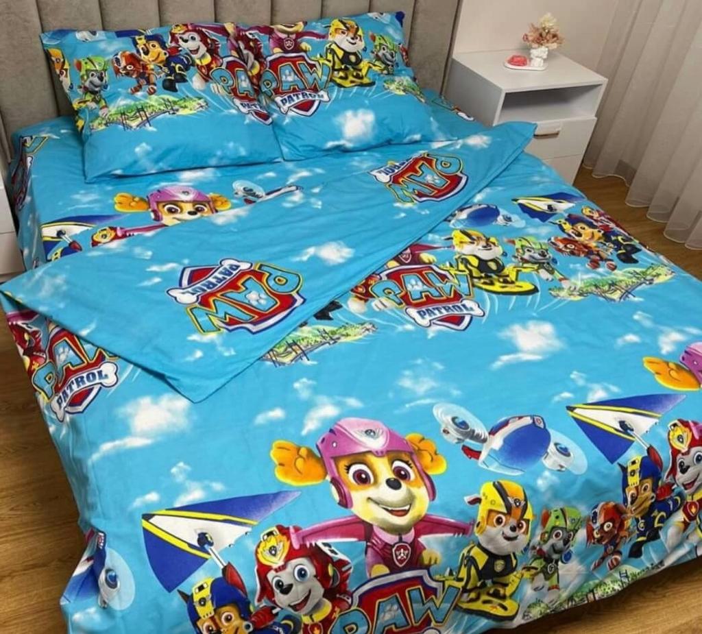 постельное белье щенячий патруль на голубом фоне и облаками