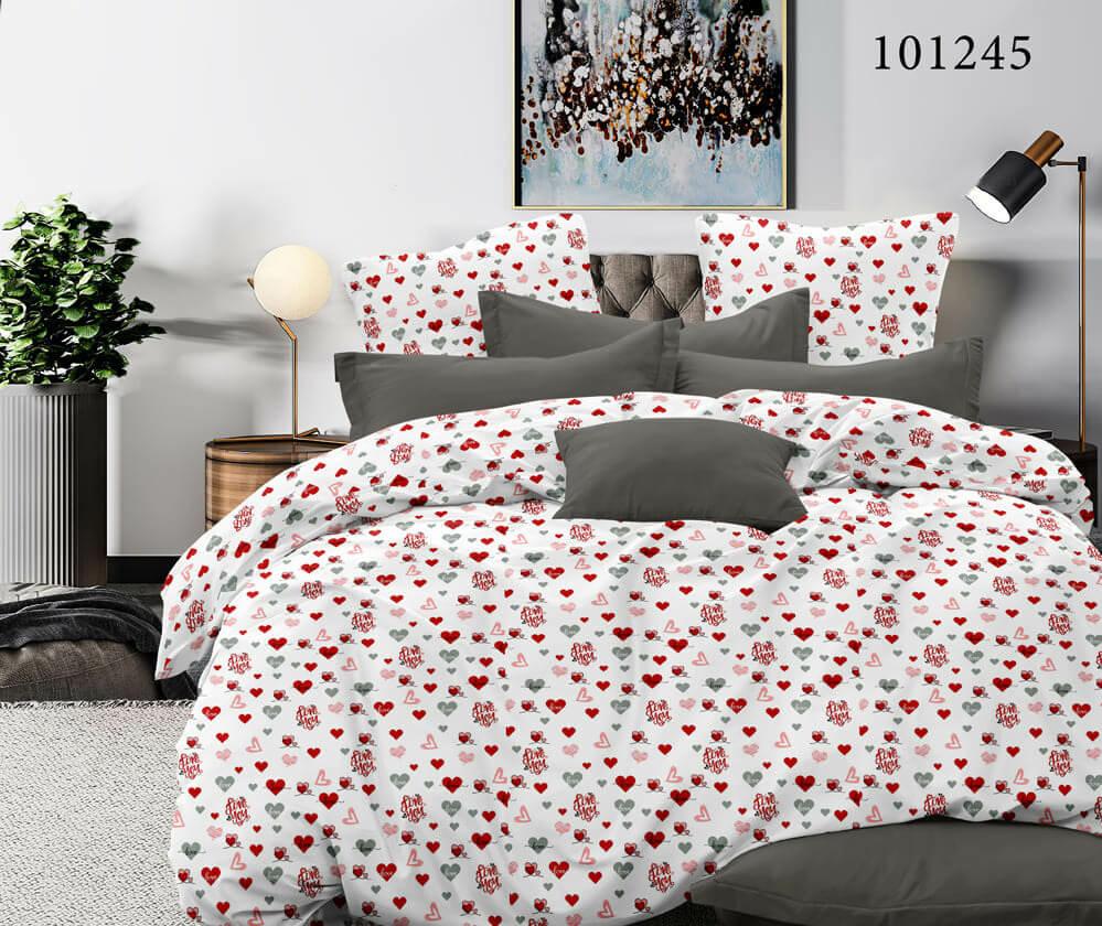 белое постельное белье бязь с мелкими красными сердечками