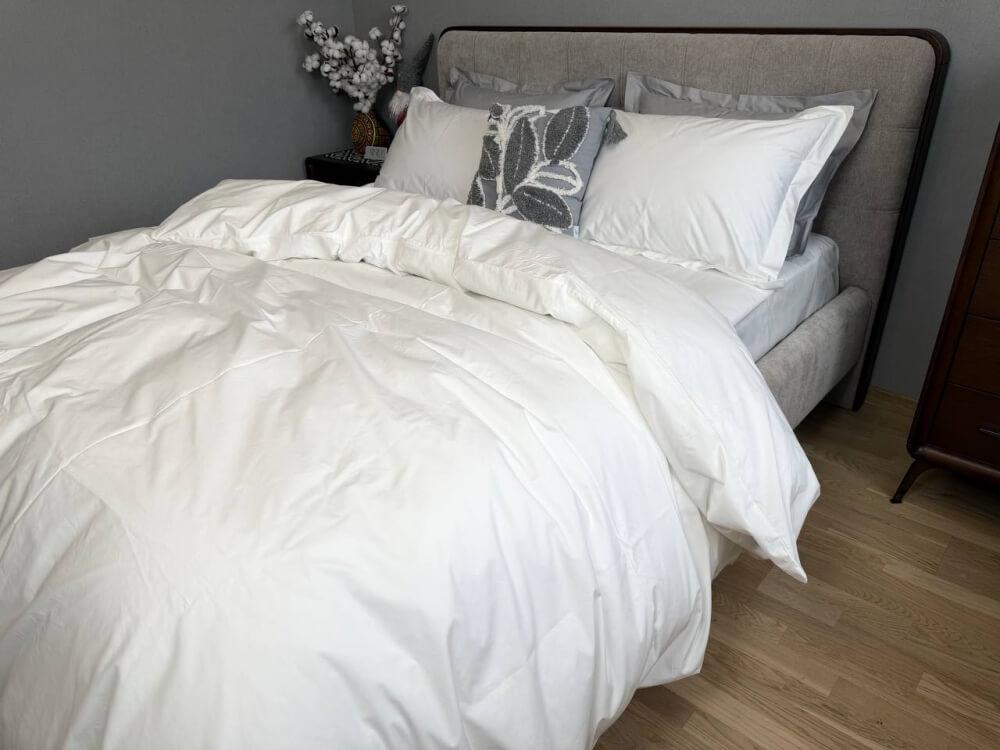 однотонное постельное белье перкаль премиум белого цвета фото 3