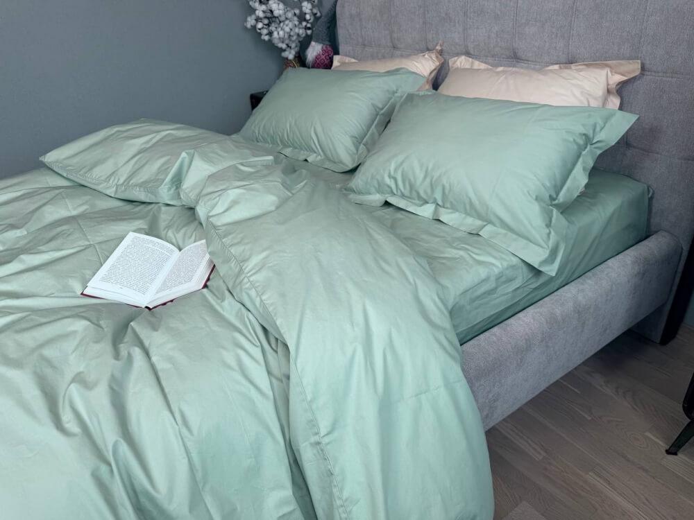 однотонное постельное белье перкаль премиум бирюзового цвета морская волна фото 1